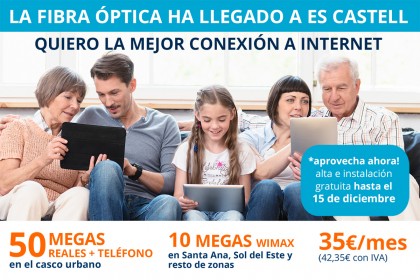 Fibra óptica 50 Megas en Es Castell